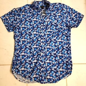J. Crew Floral Short Sleeve Button Down Shirt Sz S